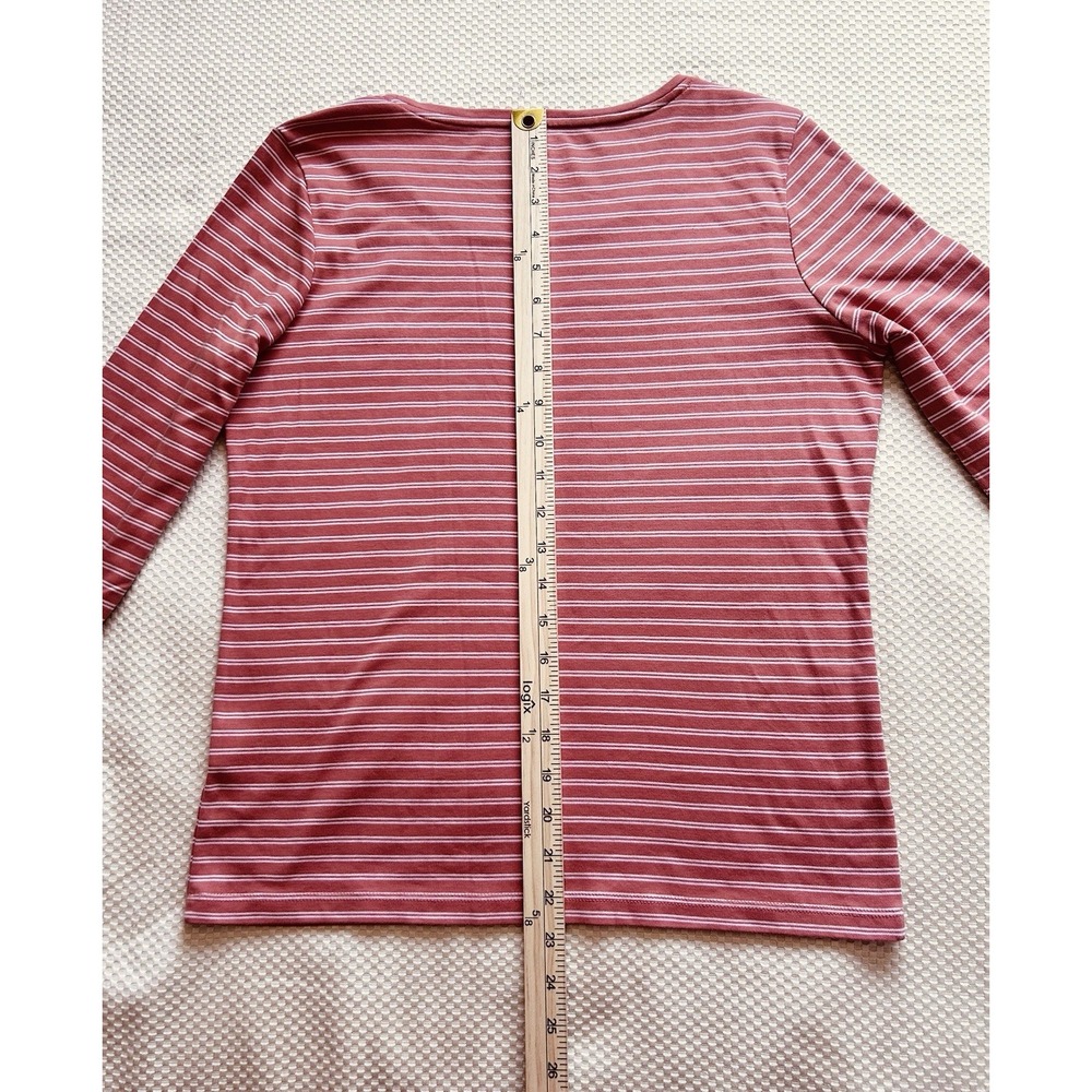 L.L. Bean Women's Small Petite Orange Stripe 3/4 Sleeve Casual Mature Preppy EUC - Picture 6 of 8
